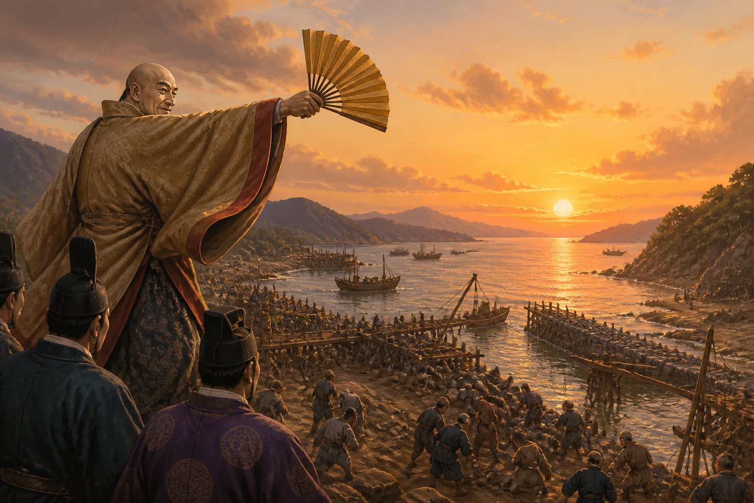 扇で沈む「夕日」を呼び返した伝説