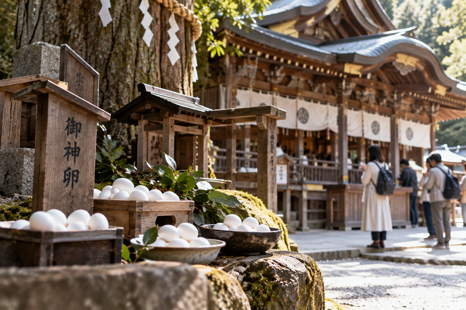 至る所に置かれた「生卵」と蛇神伝説