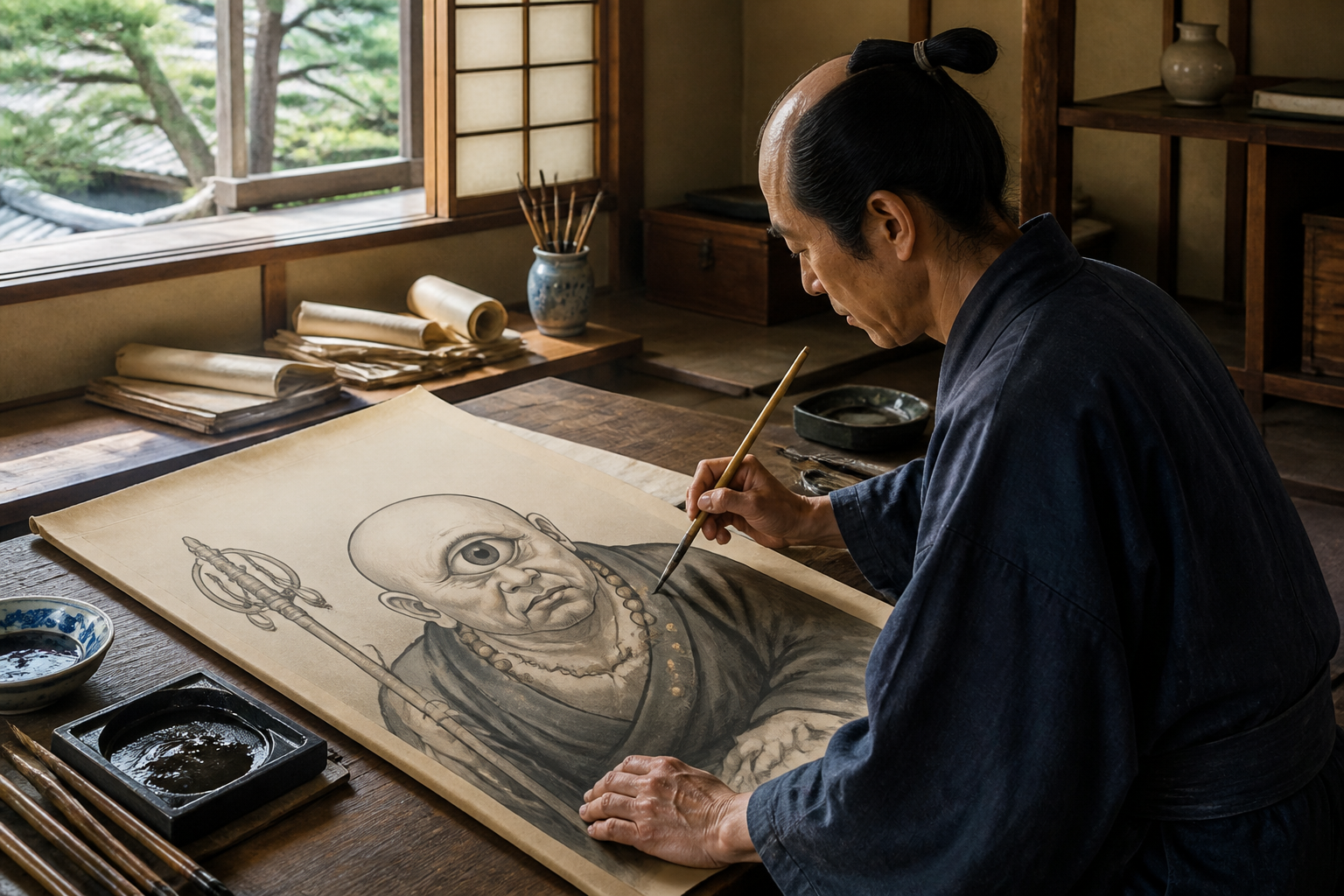 石燕が描いた「一つ目の僧侶」のビジュアル