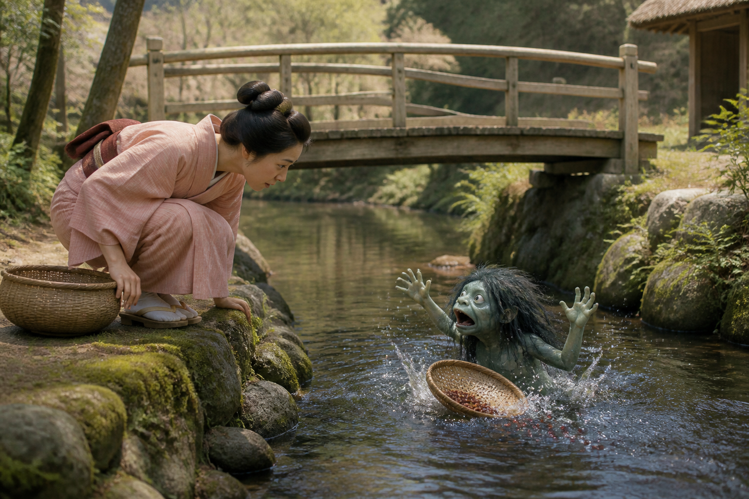 覗き込むとパニックになって水に落ちる
