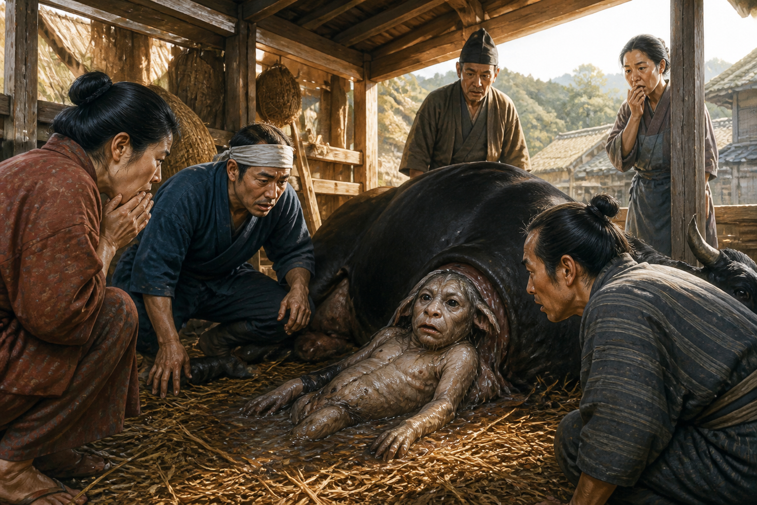 牛から生まれる「人面獣」