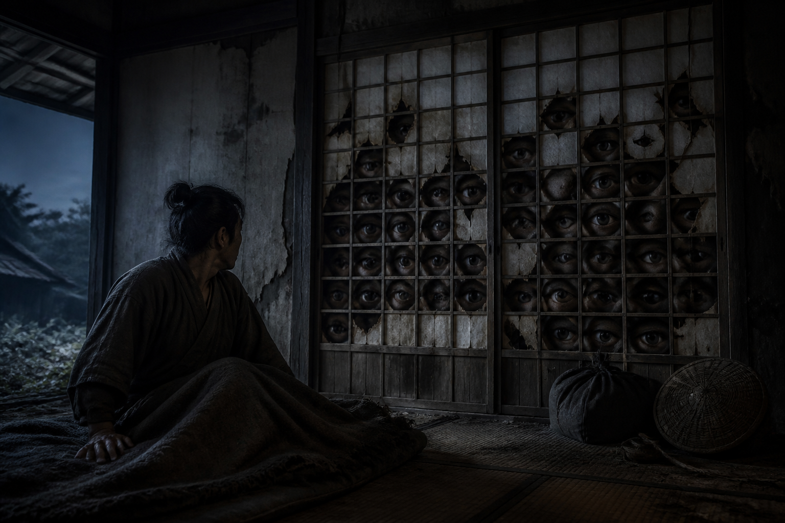 障子の破れ目から「視線」を感じる