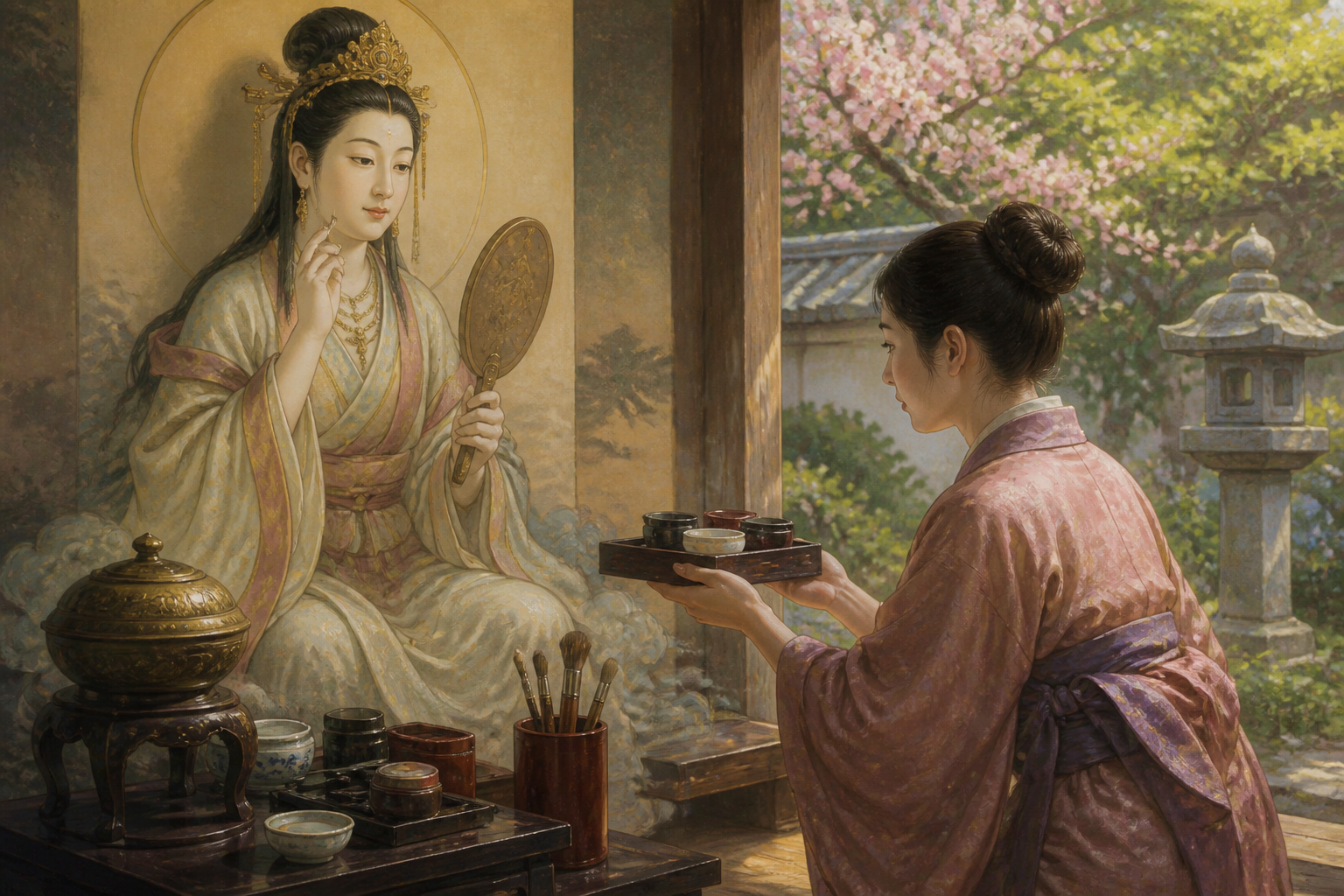 化粧の神様「脂粉仙娘」の侍女